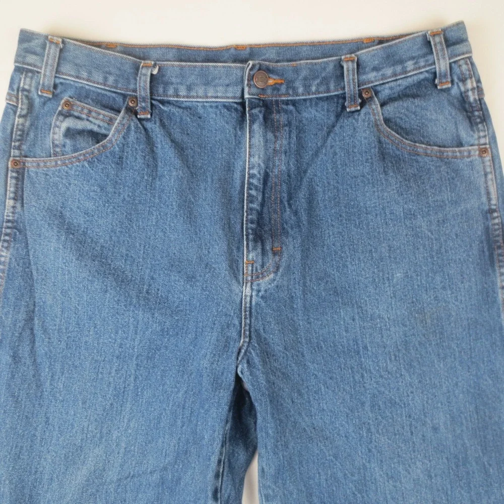 Dickies Jeans Mens 38x34 Blue Straight Leg Medium Wash Denim Workwear